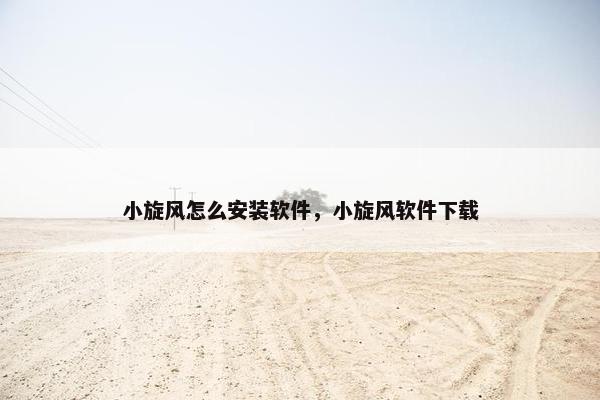 小旋风怎么安装软件，小旋风软件下载
