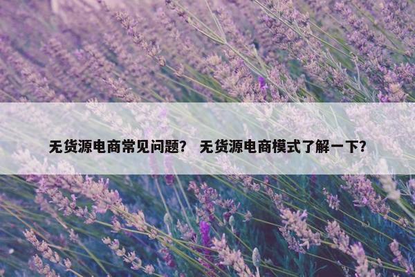 无货源电商常见问题？ 无货源电商模式了解一下？