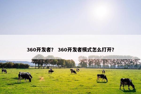 360开发者？ 360开发者模式怎么打开？