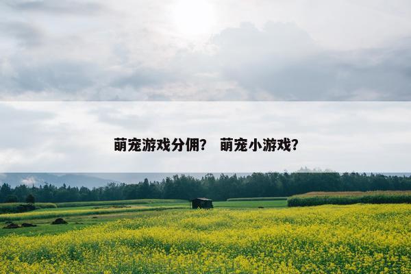 萌宠游戏分佣？ 萌宠小游戏？