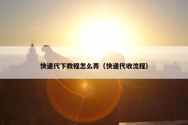 快递代下教程怎么弄（快递代收流程）
