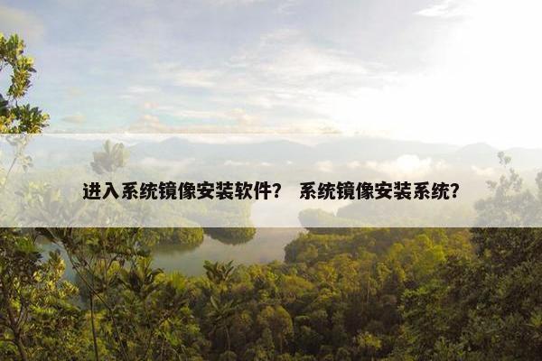进入系统镜像安装软件？ 系统镜像安装系统？
