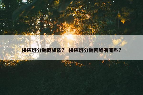 供应链分销商资质？ 供应链分销网络有哪些？