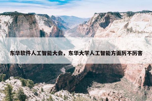 东华软件人工智能大会，东华大学人工智能方面厉不厉害
