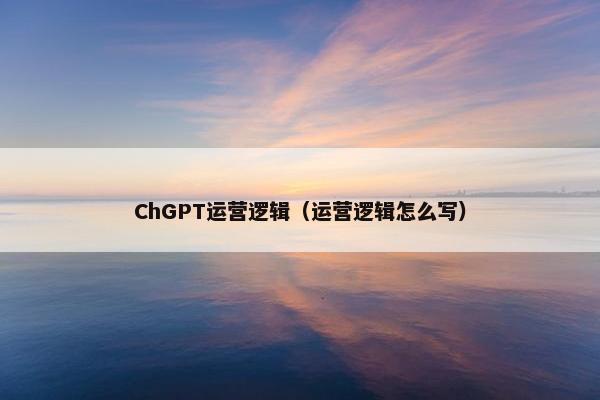 ChGPT运营逻辑（运营逻辑怎么写）