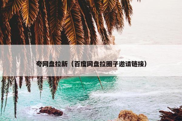 夸网盘拉新（百度网盘拉圈子邀请链接）