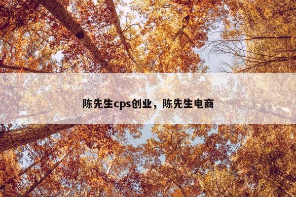 陈先生cps创业，陈先生电商