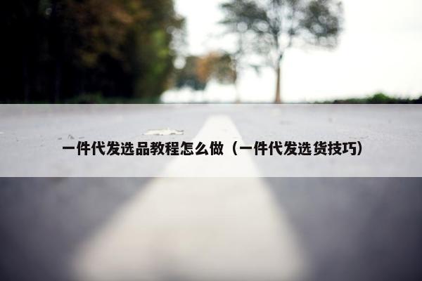 一件代发选品教程怎么做（一件代发选货技巧）