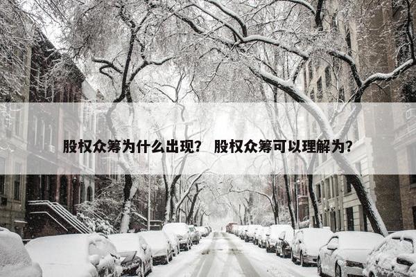 股权众筹为什么出现？ 股权众筹可以理解为？