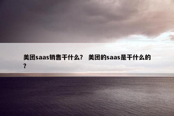 美团saas销售干什么？ 美团的saas是干什么的？