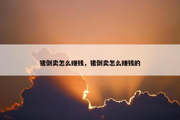 猪倒卖怎么赚钱，猪倒卖怎么赚钱的