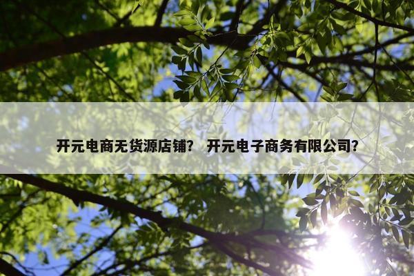 开元电商无货源店铺？ 开元电子商务有限公司？