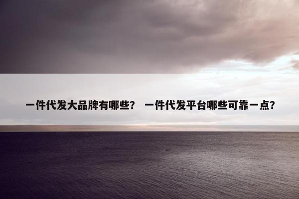 一件代发大品牌有哪些？ 一件代发平台哪些可靠一点？