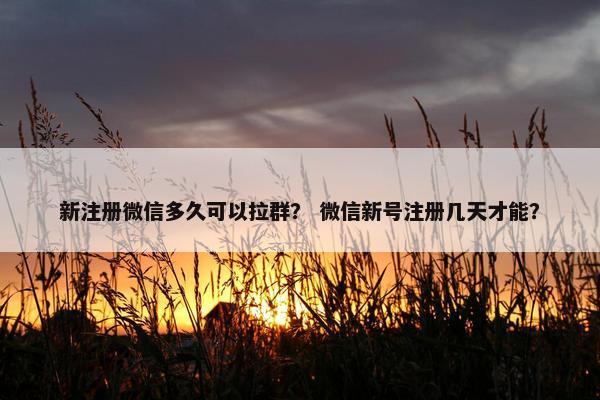 新注册微信多久可以拉群？ 微信新号注册几天才能？