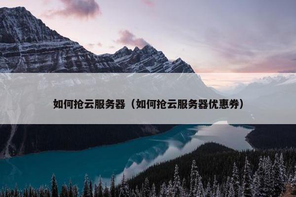 如何抢云服务器（如何抢云服务器优惠券）