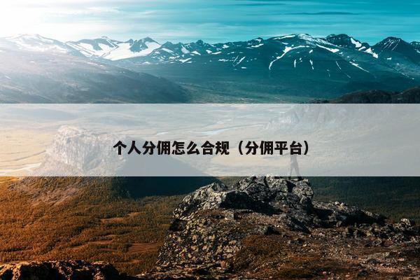 个人分佣怎么合规（分佣平台）