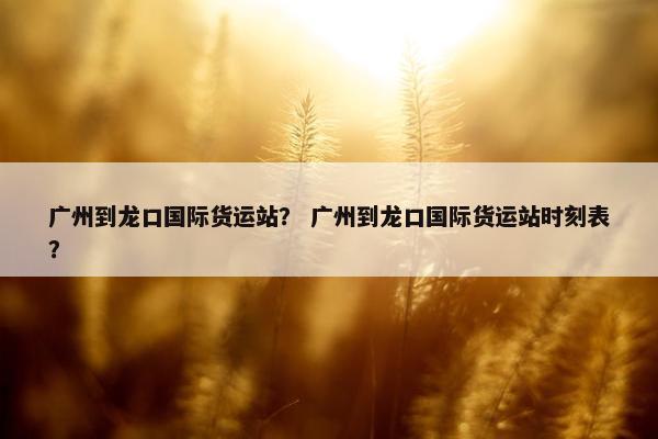 广州到龙口国际货运站？ 广州到龙口国际货运站时刻表？