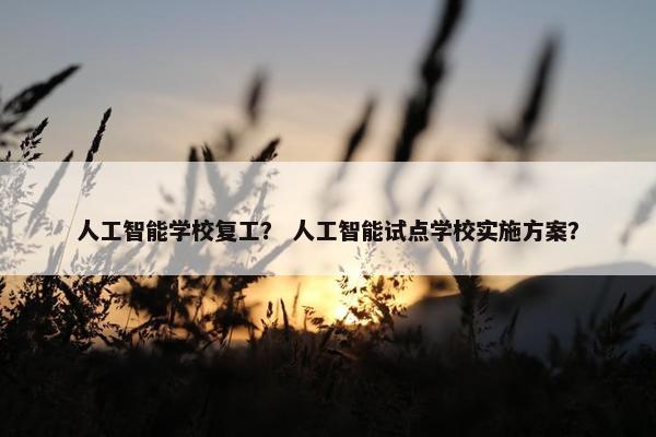 人工智能学校复工？ 人工智能试点学校实施方案？