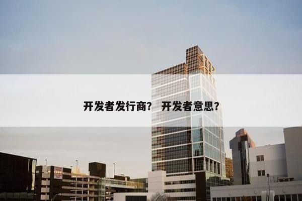 开发者发行商？ 开发者意思？