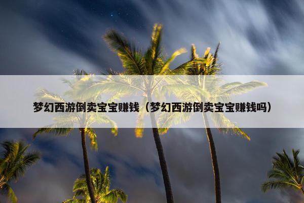 梦幻西游倒卖宝宝赚钱（梦幻西游倒卖宝宝赚钱吗）