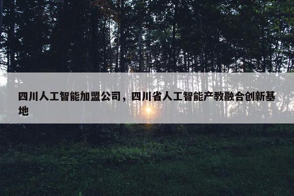 四川人工智能加盟公司，四川省人工智能产教融合创新基地