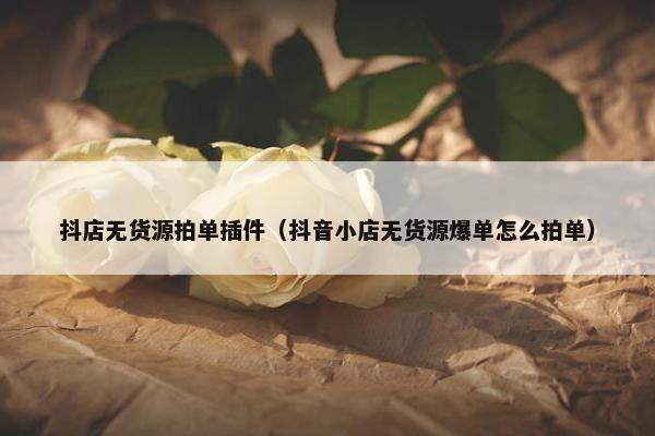抖店无货源拍单插件（抖音小店无货源爆单怎么拍单）