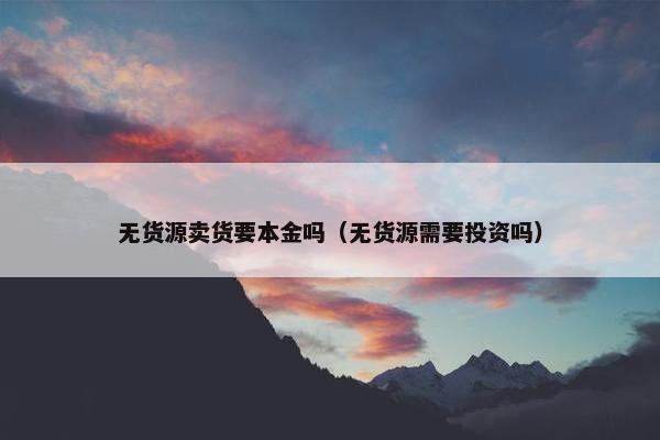无货源卖货要本金吗（无货源需要投资吗）