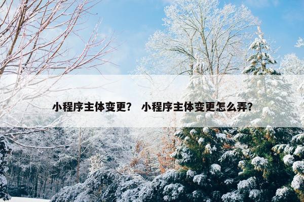 小程序主体变更？ 小程序主体变更怎么弄？