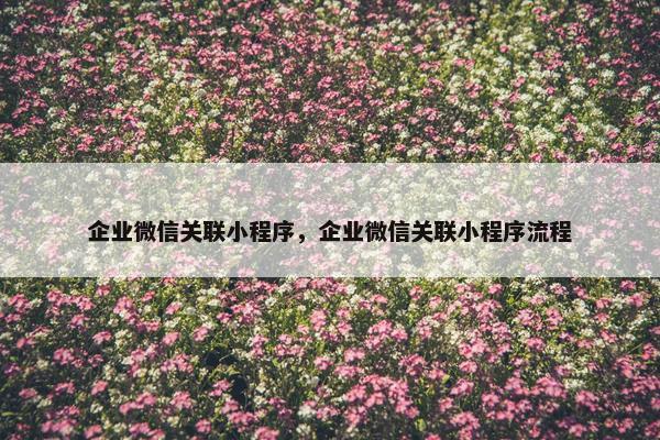 企业微信关联小程序，企业微信关联小程序流程