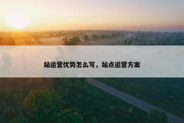 站运营优势怎么写，站点运营方案