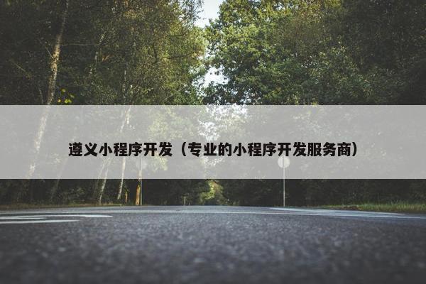 遵义小程序开发（专业的小程序开发服务商）