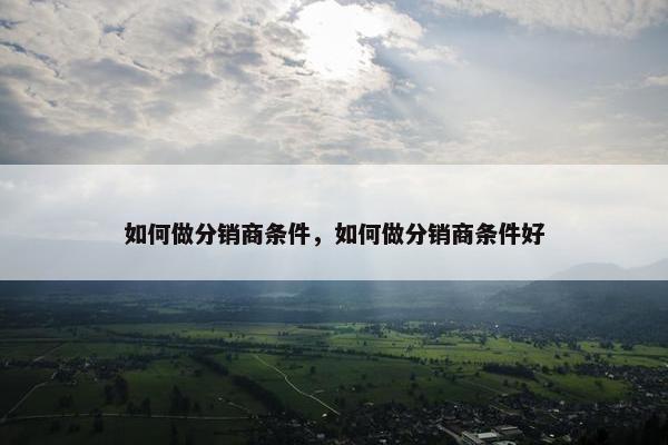 如何做分销商条件，如何做分销商条件好