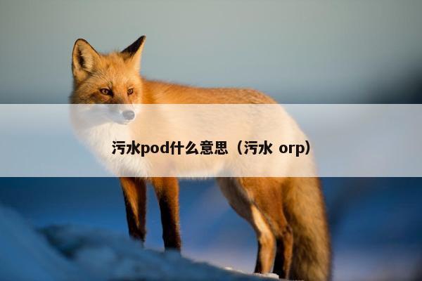 污水pod什么意思（污水 orp）