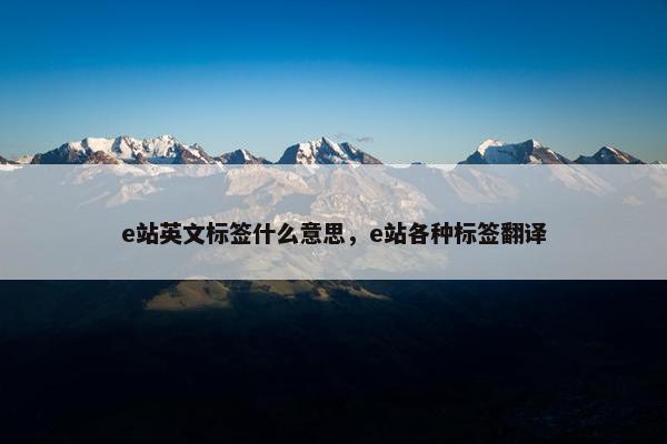e站英文标签什么意思，e站各种标签翻译