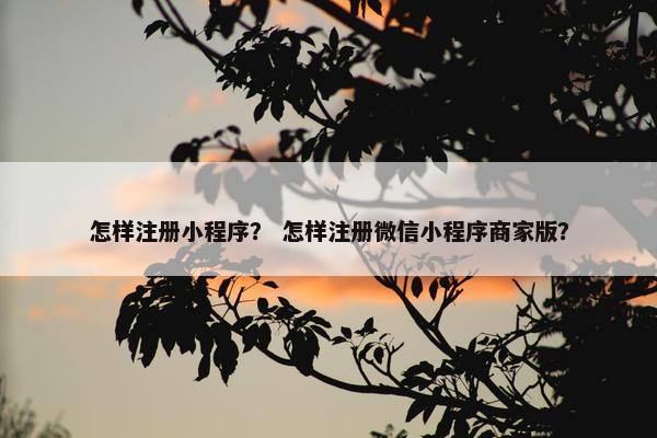 怎样注册小程序？ 怎样注册微信小程序商家版？