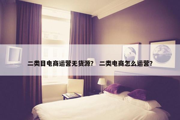 二类目电商运营无货源？ 二类电商怎么运营？