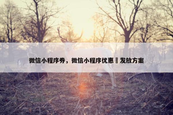 微信小程序券，微信小程序优惠劵发放方案