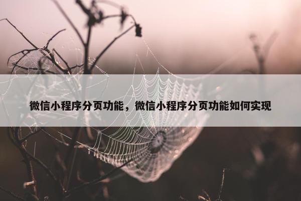 微信小程序分页功能，微信小程序分页功能如何实现