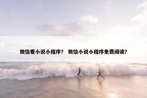 微信看小说小程序？ 微信小说小程序免费阅读？
