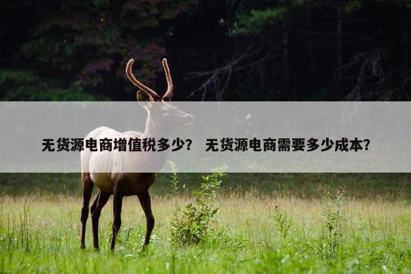 无货源电商增值税多少？ 无货源电商需要多少成本？