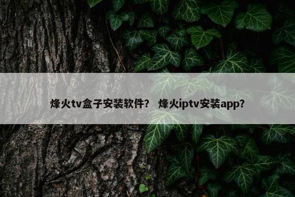 烽火tv盒子安装软件？ 烽火iptv安装app？