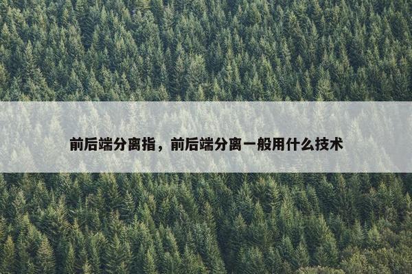 前后端分离指，前后端分离一般用什么技术