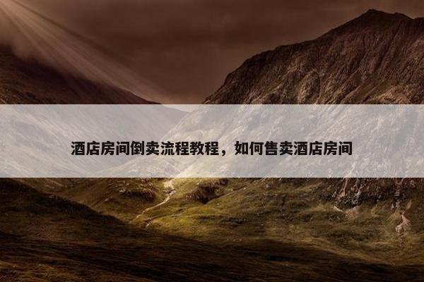 酒店房间倒卖流程教程，如何售卖酒店房间