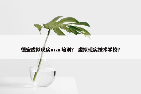 德宏虚拟现实vrar培训？ 虚拟现实技术学校？