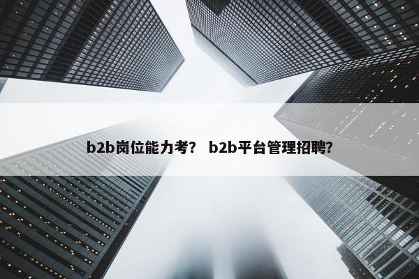 b2b岗位能力考？ b2b平台管理招聘？