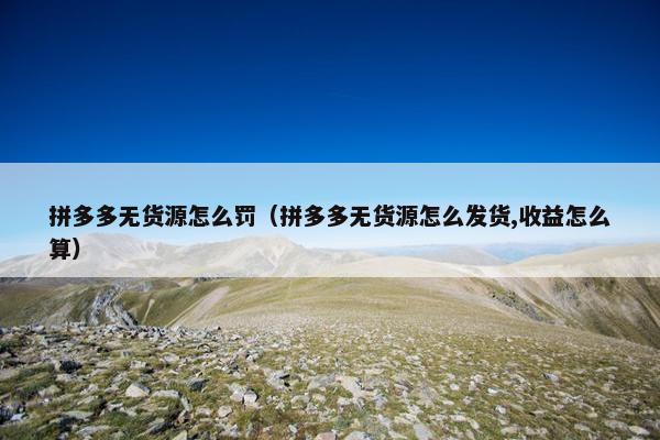 拼多多无货源怎么罚（拼多多无货源怎么发货,收益怎么算）