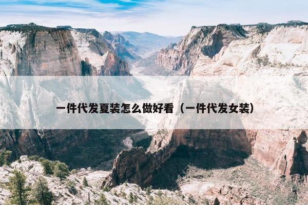 一件代发夏装怎么做好看（一件代发女装）