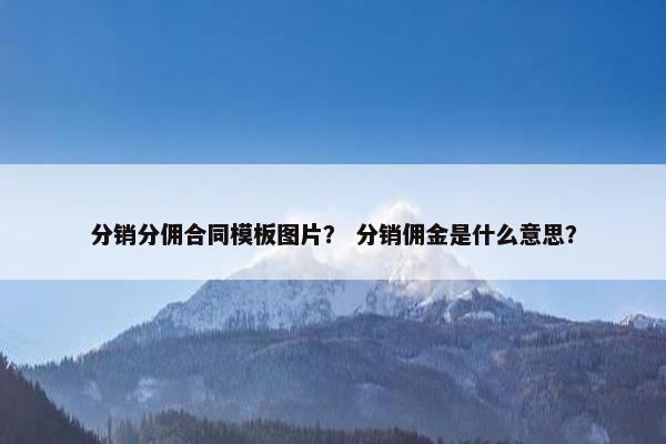 分销分佣合同模板图片？ 分销佣金是什么意思？