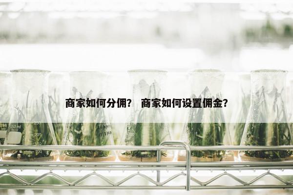 商家如何分佣？ 商家如何设置佣金？
