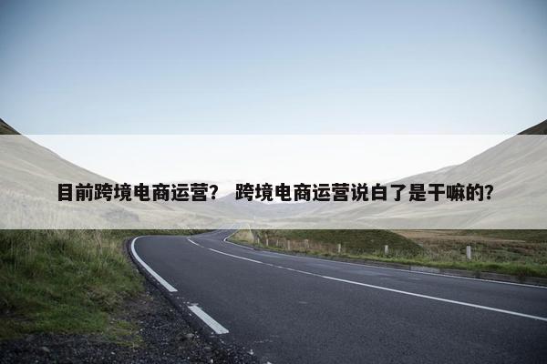 目前跨境电商运营？ 跨境电商运营说白了是干嘛的？